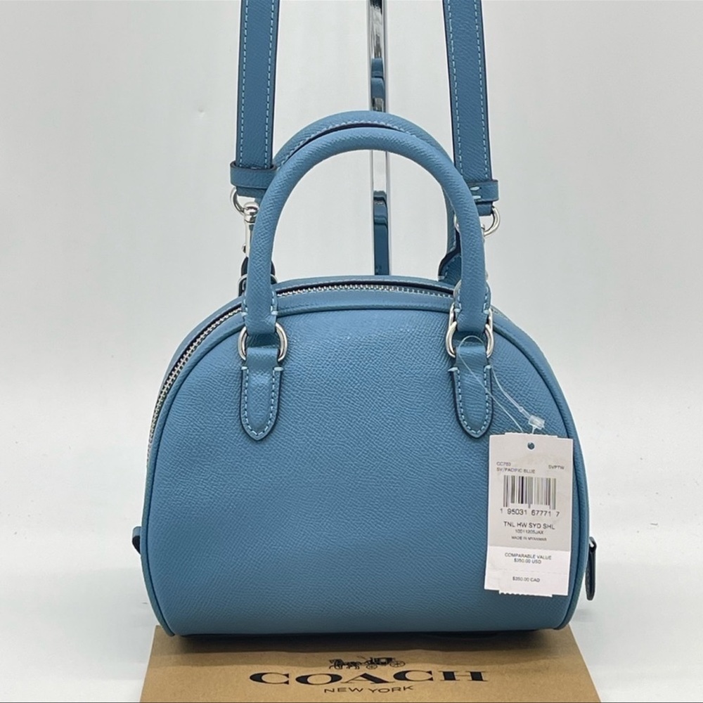 Coach Sydney Satchel Crossbody Bag Leather Midnight Blue - Picture 4 of 12